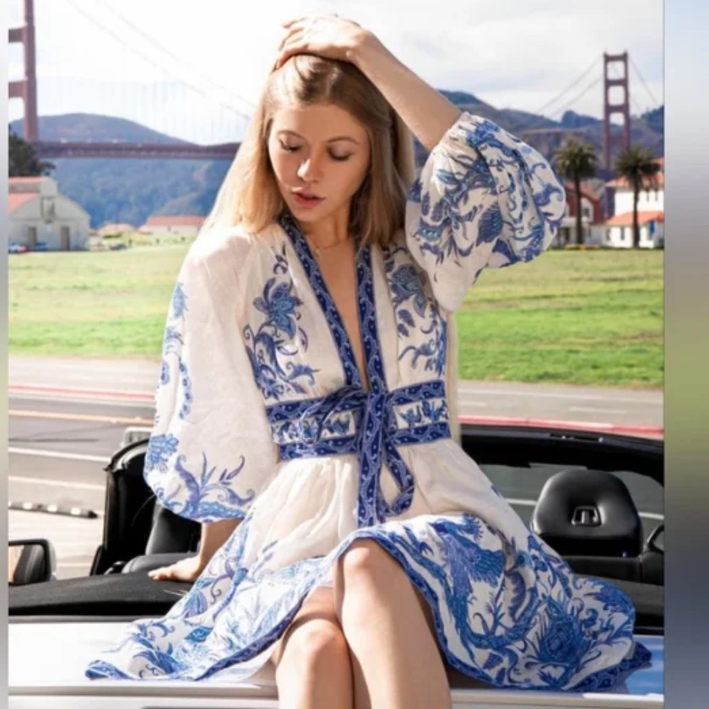 Carolina Constas Blue and White Dress